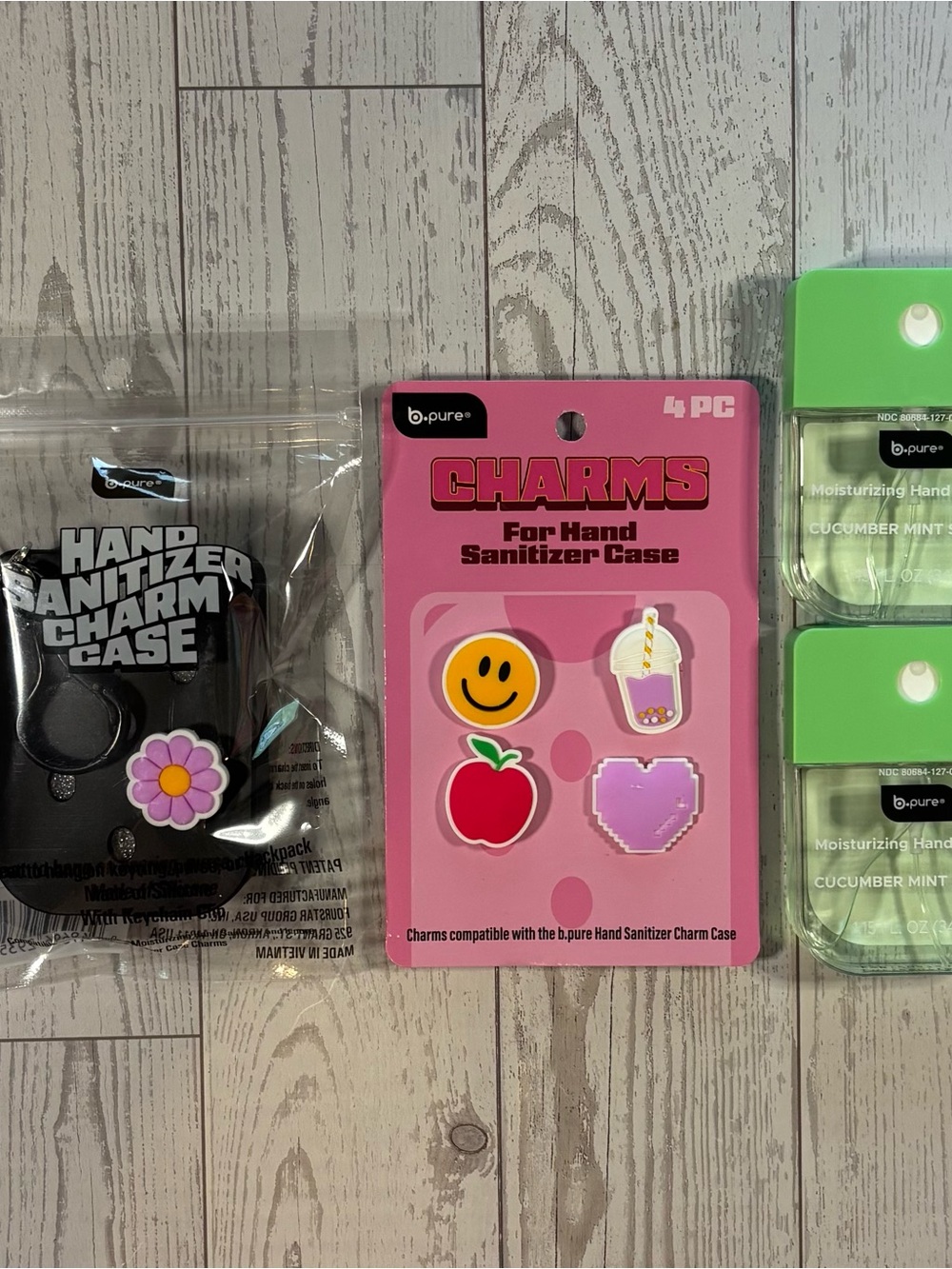 b.pure Hand Sanitizer Gift Set w/ Charm Case + 4 Charms + 2 Sanitizers NEW